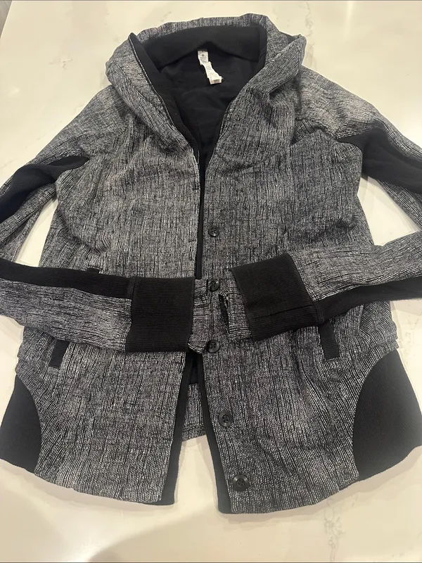 Lululemon To Class Jacket‎ French Terry Texture Black Dune Jacket Size 8 - Image 4