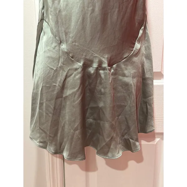 NWOT Free People Intimately Slip Dress Womens Sage Green Satin Ruffle XS - Image 3