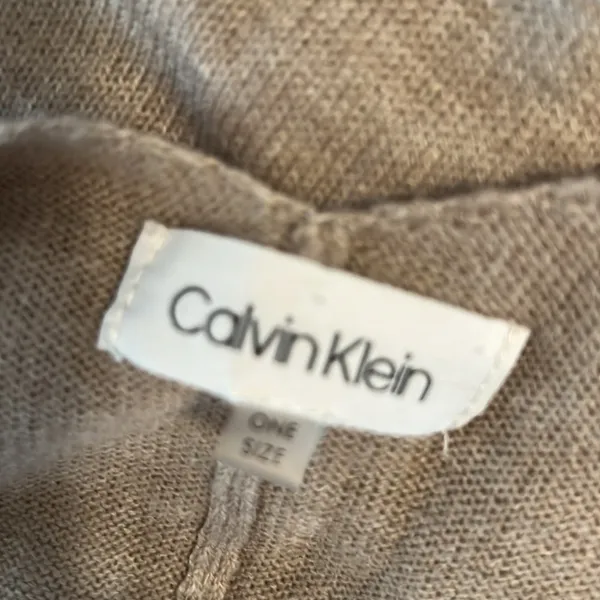 Calvin Klein Womens Knit Wrap Shawl Blanket‎ Cardigan Tan Beige One Size - Image 3