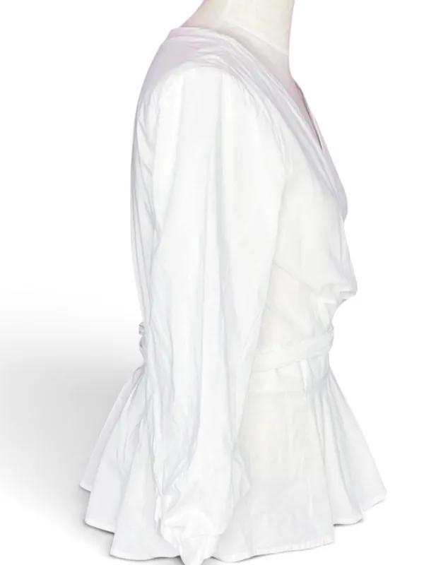 Sundance Avant Garde White Wrap Blouse Size L - Image 4
