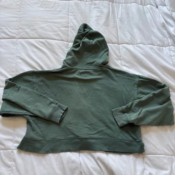 Aeropostale Green Full Zip Cropped Hoodie Sweatshirt Small Boxy Relaxed Fit - Image 7