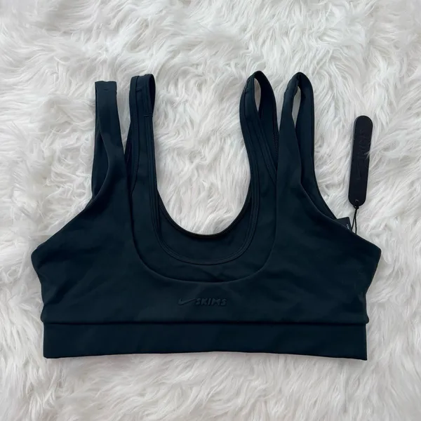 Nike Skims Matte Double Strap Scoop Bra Dark Teal Size Medium - Image 6