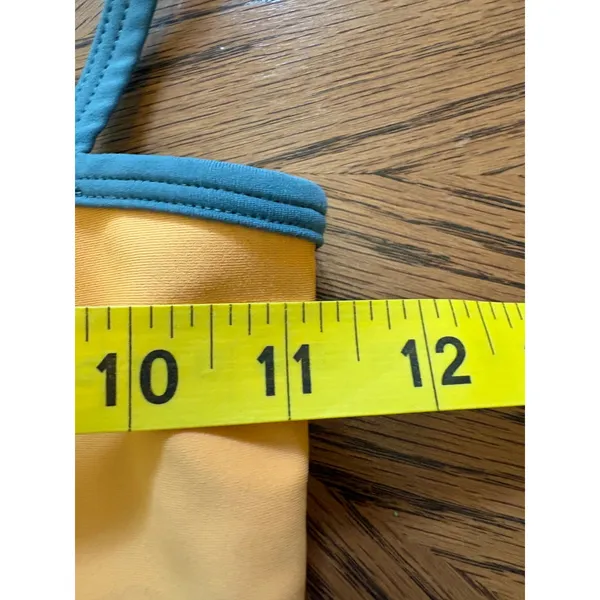Five Dancewear Orange Blue Trim Crop Top Biker Shorts Set XXS Yoga Athletic - Image 5