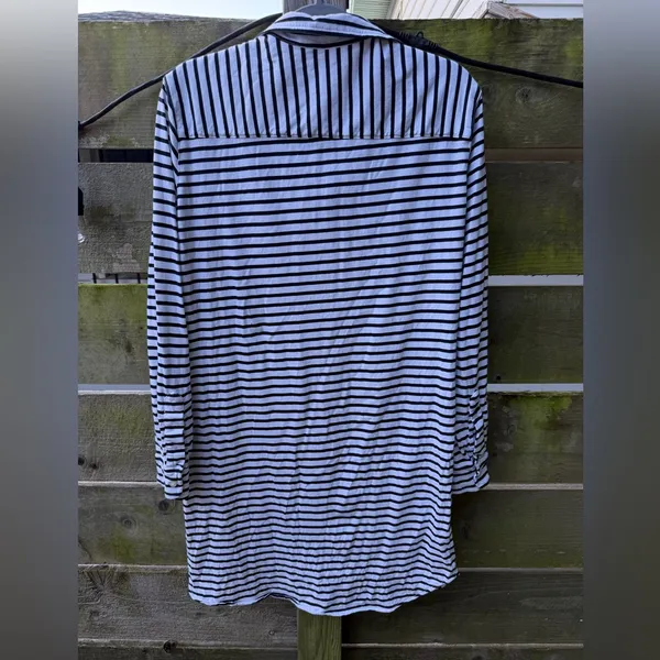 Frank & Eileen Shirtdress Dress Button Down Long Sleeve Stripe‎ Coastal Nautical - Image 2