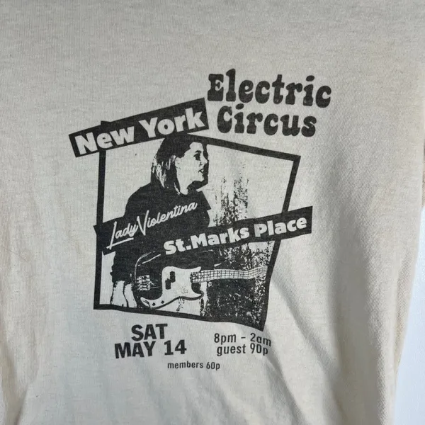 Brandy Melville "Electric Circus Lady Violentina" Graphic T‎ Shirt Cream Cotton - Image 2