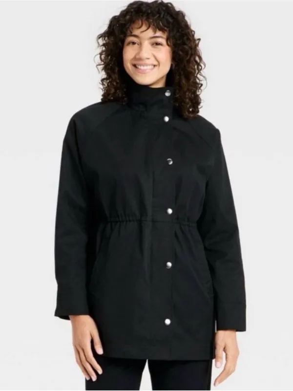 A new day Women's BlackDrawstring Waist Parka Jacket small NWT - Image 2