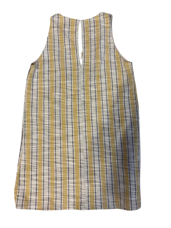 Striped Yellow & White Sleeveless Mini Shift Dress - Image 3