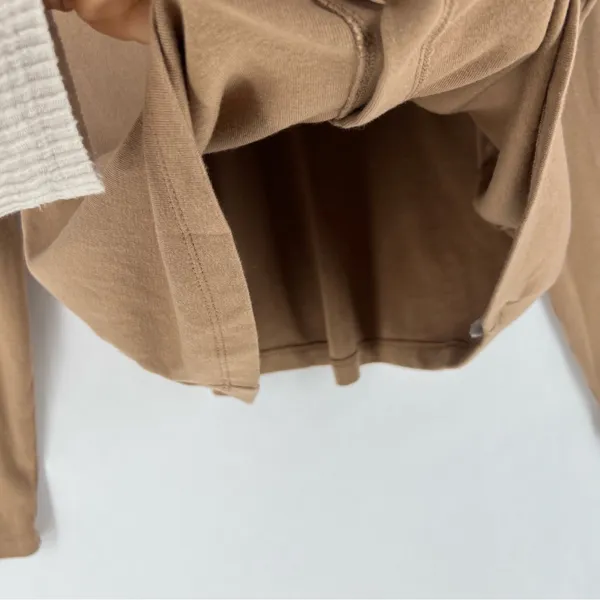 Gap Super Soft Modal Blend Modern Button Front Utility‎ Shirt Long Sleeve Tan - Image 6