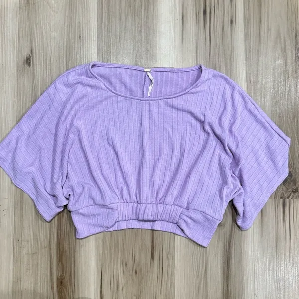 Free People Kelsey Lilac Purple Cropped Pullover Short Sleeve Top Women’s Small - Image 3