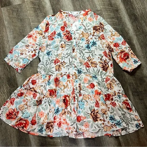 NWT Esther & Co Lanta Floral Dress Size Medium Swing Mini Dress V-Neck - Image 10
