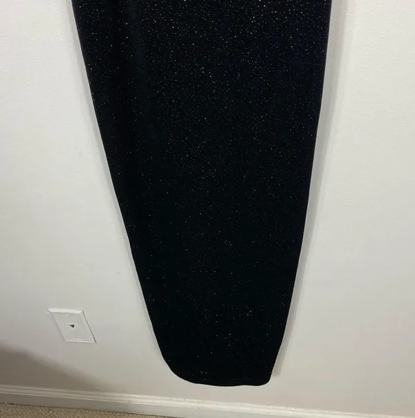 Vintage Be Smart Long Sparkly Black Velvet Dress - Image 5