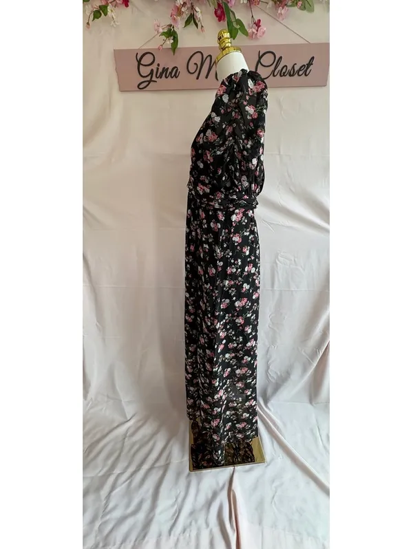 NY Collection Women's Black Floral Maxi Dress Size XL - Image 2