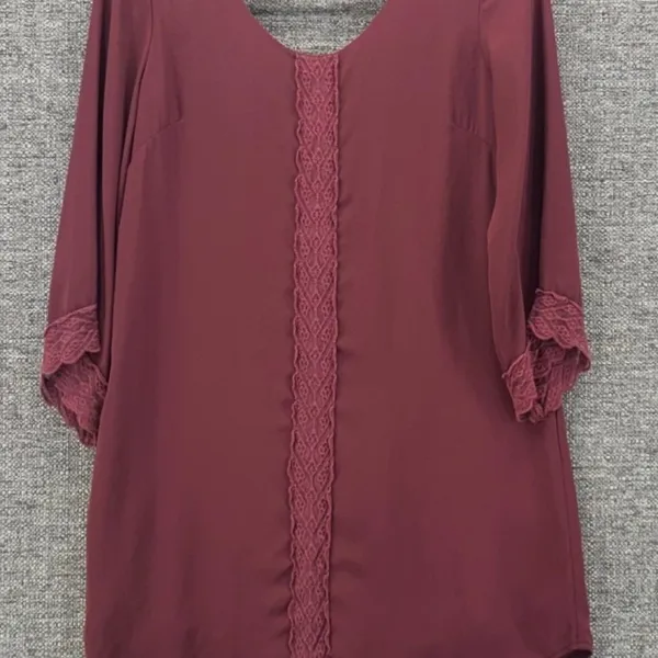 ASTR the Label Womens Tunic Top XS Wine Falll Relaxed Chifon Crepe Flowy - Image 9