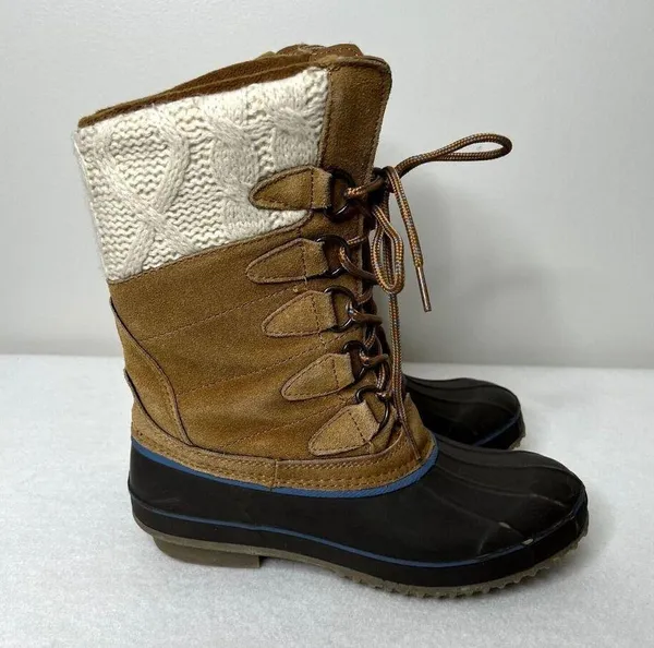 Khombu Cozy Pac Tall Lace Up Suede Knit Duck Boots - Image 4