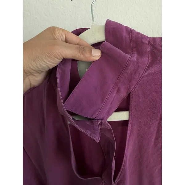 Maeve Anthropologie Silk Blouse Women's Large Magenta Cut Out Long Sleeve Career - Image 9