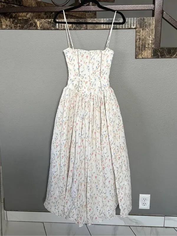 House of CB Ysabella White Posy Print Cotton Maxi Sun Dress - Image 3