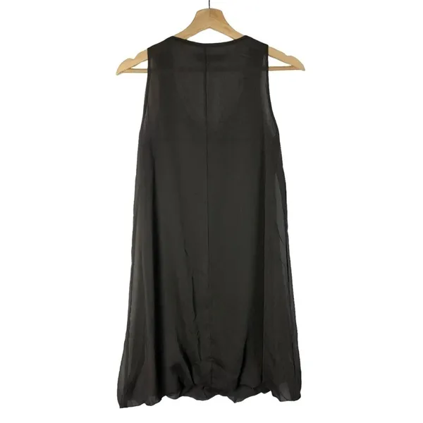 Zara‎ Charcoal Gray Y2K Beaded Scoop Neck Bubble Hem Mini Dress S - Image 2