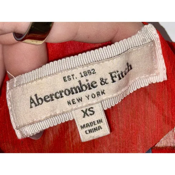 Abercrombie & Fitch Red Floral Beaded Sleeveless Cami Tank Top Womens Size XS - Image 3