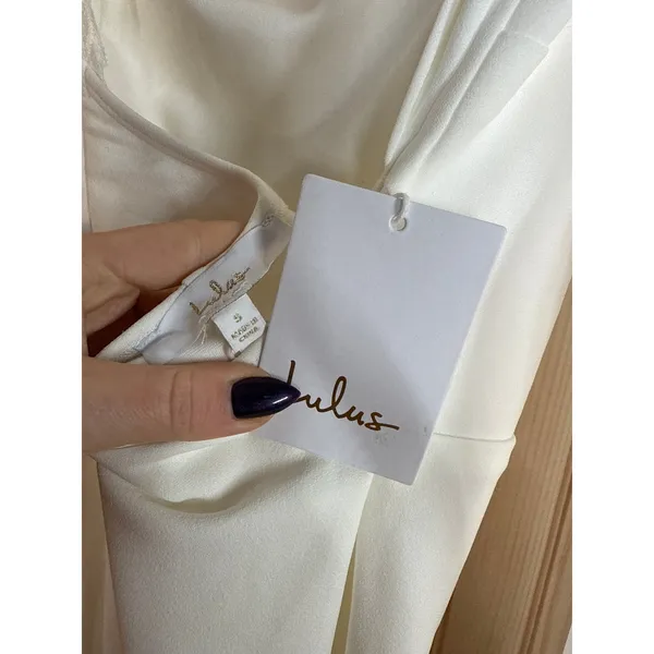 NWT Lulus Majestic Attitude White Cape Sleeve One-Shoulder Maxi Dress Wedding S - Image 8