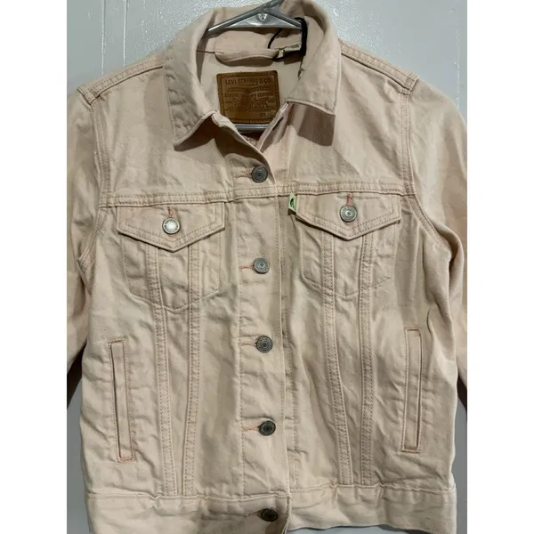 LEVI'S FRESH ORIGINAL TRUCKER‎ JACKET WOMENS XS PINK JEAN DENIM Botanical - Image 2
