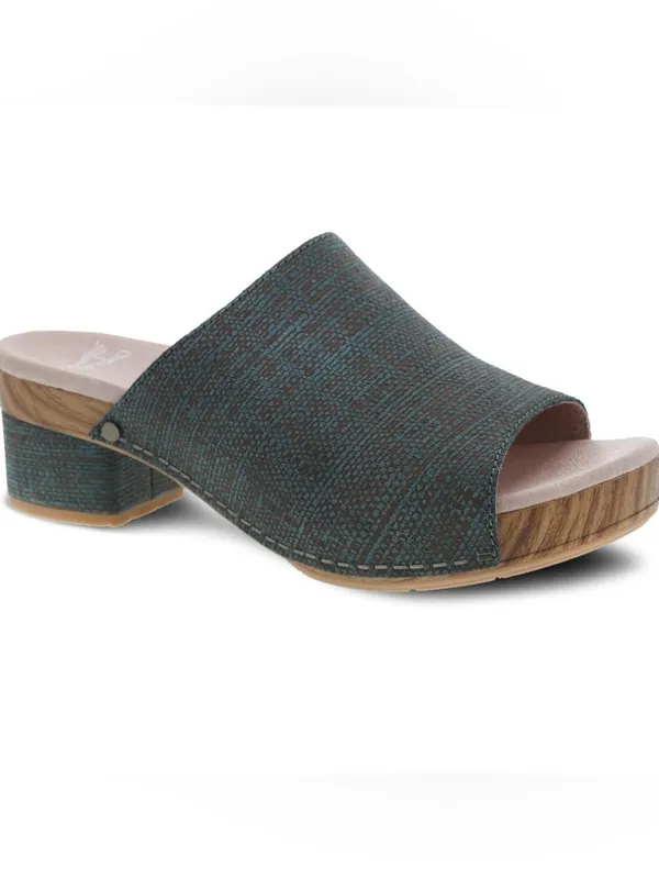Dansko Maci slide sandal clog textured green suede nubuck fall transition 41 9.5 - Image 3