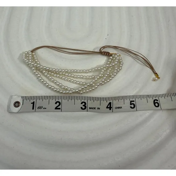 NWOT‎ Multi Strand Faux Pearl Adjustable Bracelet Layered Boho Jewelry - Image 4