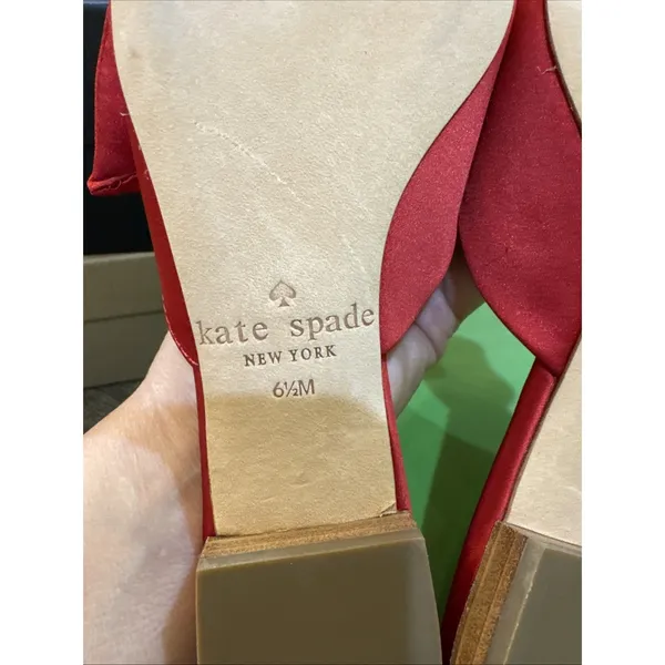 Kate Spade New York RED SATIN Women's‎ Faryn Ballet Flat Size 6.5 Ruffle - Image 10