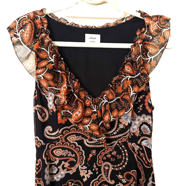 ARITZIA Wilfred Paisley Ruffled Maxi‎ Dress Sz 2 - Image 2