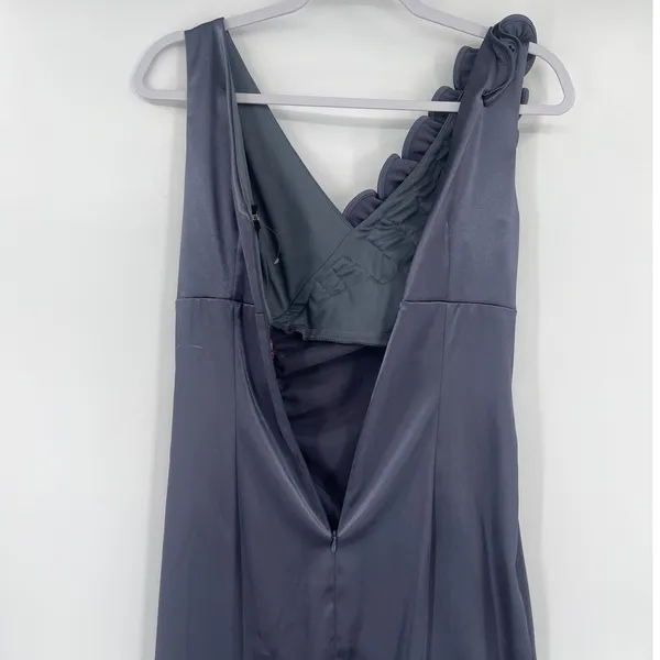 Betsy & Adam Satin Cocktail Dress Sz 6 Y2K Mob Wife USA Rosette Ruched Wedding - Image 8