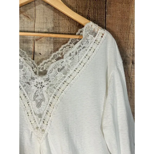 Vtg 80s Christian Dior Saks Fifth Avenue Lace Nightgown Cream White Slip Dress - Image 3