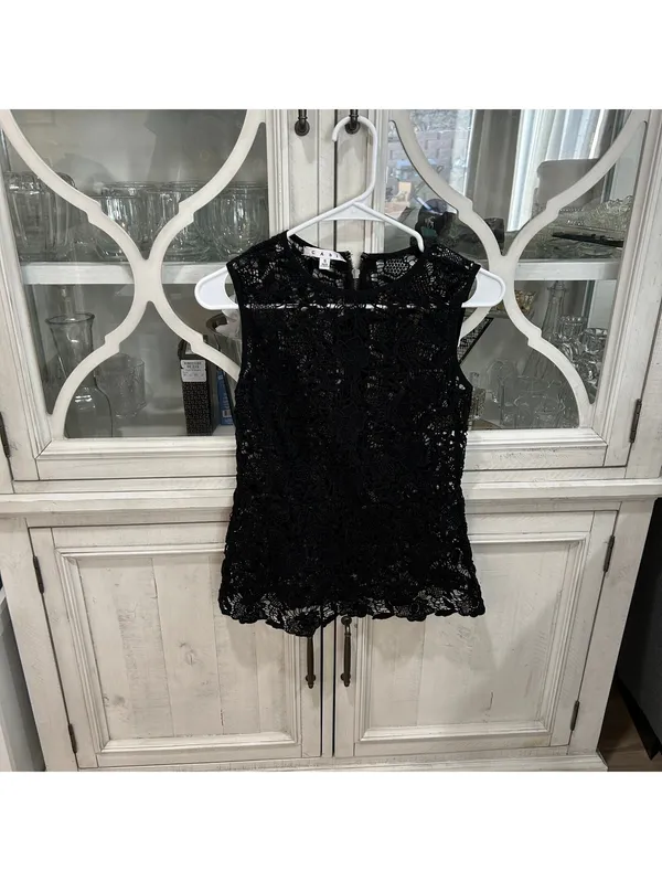 CAbi Black Crochet Lace Top S Dark Romantic Gothic Boho Whimsigoth Witchy - Image 2
