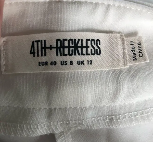 4th & Reckless High Waisted Trouser Pant Sz. 8 Ivory Pleated Pocked Wide Leg - Image 6