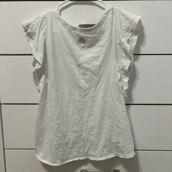 Anthropologie Daily Practice White Ruffle Sleeve Tee - Image 3