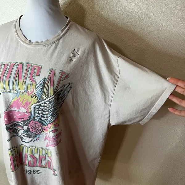 Daydreamer Guns N’ Roses 1985 Flaming Skull distressed trashed tee shirt XL - Image 2
