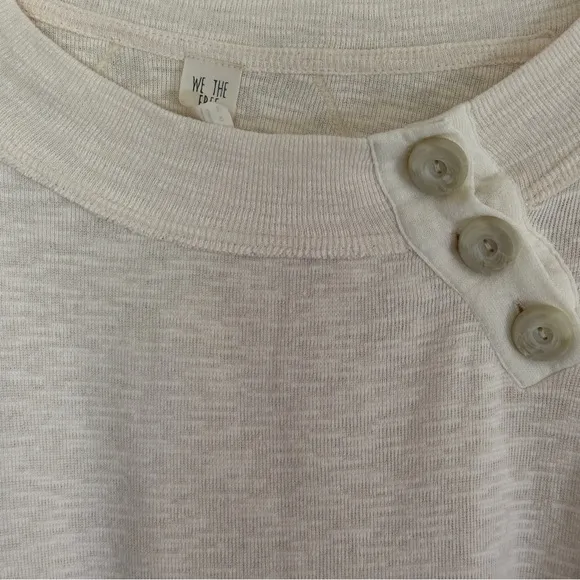We The Free Free People Long Sleeve Top Womens L Cream Button Detail‎ Slouchy - Image 6