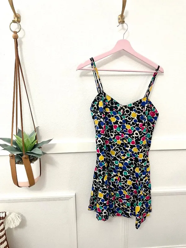 Contempo Casuals Vintage Eclectic Geometric Tank Dress Size 9 Junior 90s Artsy - Image 2
