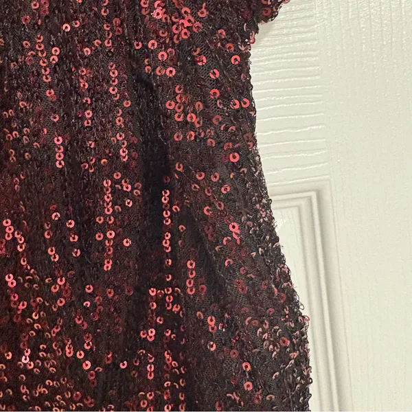 City Chic Reddish/Burgundy Sequin Dress‎ Size M/18 - Image 6