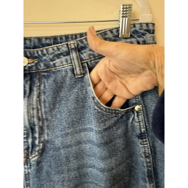 Women's Baggy Boyfriend Jeans Vintage Wide Leg Mid Rise Barrel Denim Size 14 - Image 3