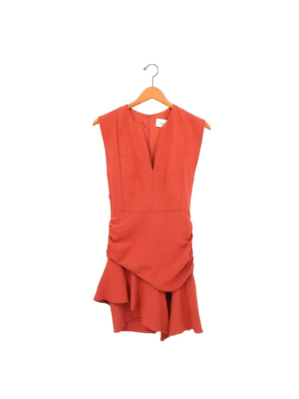 BA&SH Jess Terracotta Asymmetrical V-neck Mini Dress S - Image 4