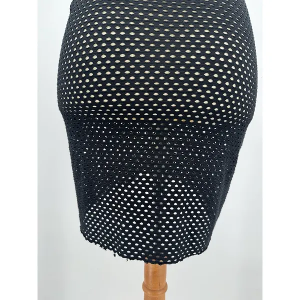 BCBGMaxAzria Etania Mesh Tank Dress Black Raw Hem Mini Bodycon Cover up Beachy S - Image 6