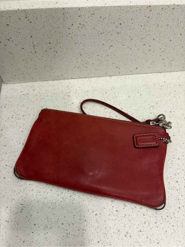 Coach Soho Red Burgundy Leather Buckle Wristlet Vintage Y2K Contrast Stitch - Image 6