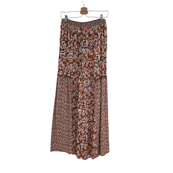 Maaji Wide Leg Pants Calico Floral Print Viscose Orange‎ Black Size Medium - Image 6