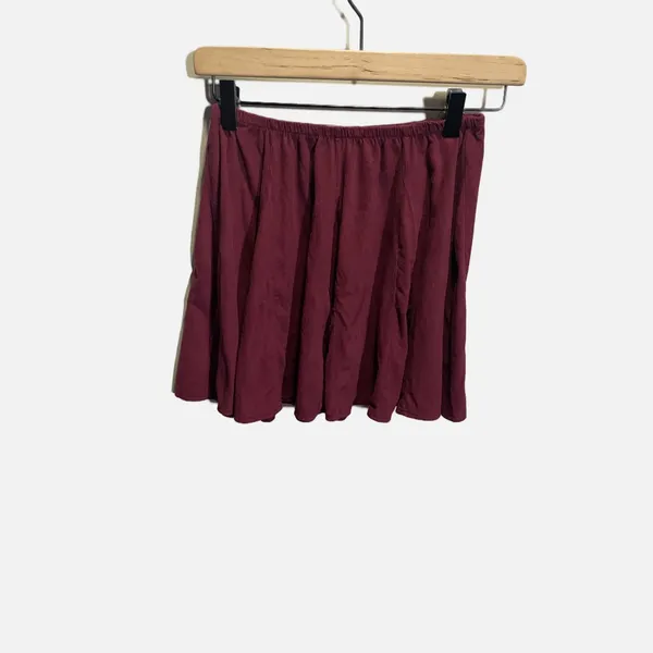 Brandy Melville Mini Skirt Womens Small Maroon Excellent Skater‎ Faux Suede - Image 5
