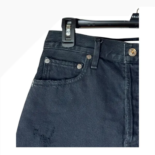 AGOLDE Skirt Women 26 Black Denim Quinn High Rise A Line Mini‎ Jean Frayed Hem - Image 5