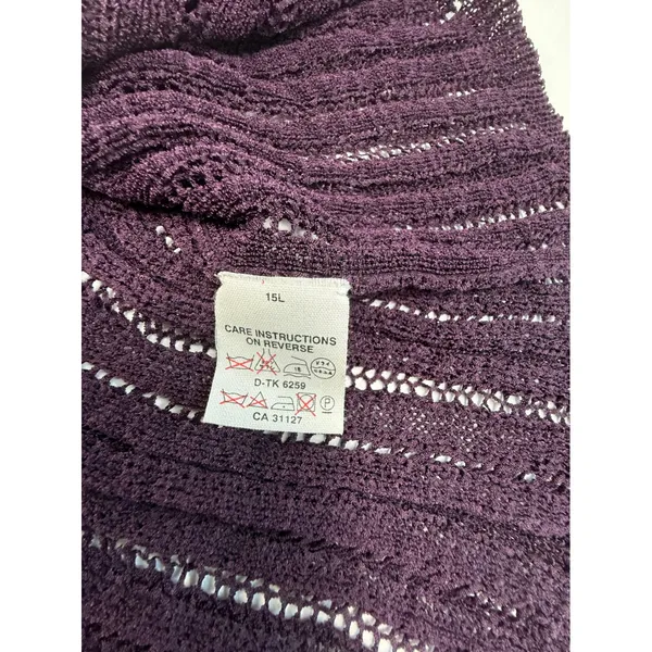 DKNY Petite V Neck Knit Sweater Purple Rayon Blend Women's‎ Size M/L - Image 5