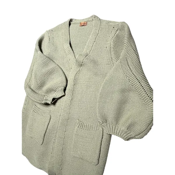 POL Oversized Chunky Open Cardigan Sage Green Lantern Sleeve Sweater size Small - Image 9