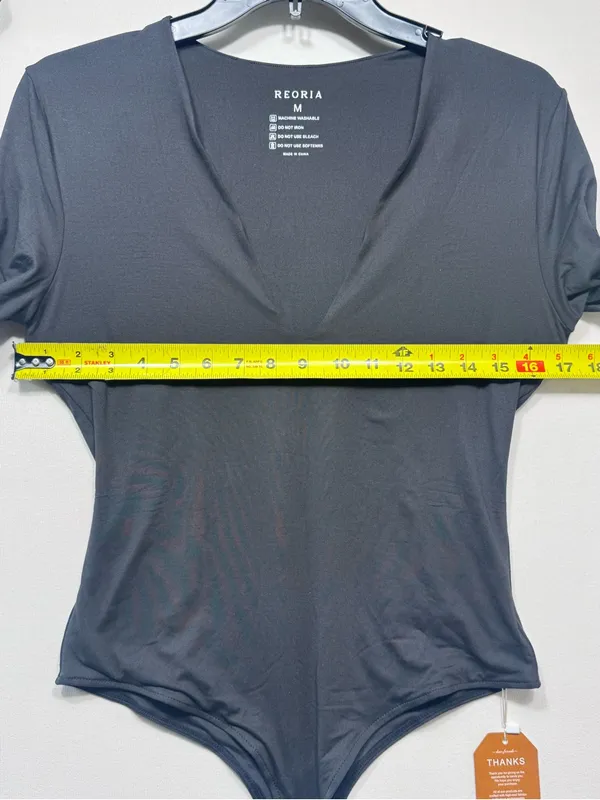 REORIA Plunge Deep V Neck Long Sleeve Bodysuit Double Lined,No-See-Through nwt - Image 2