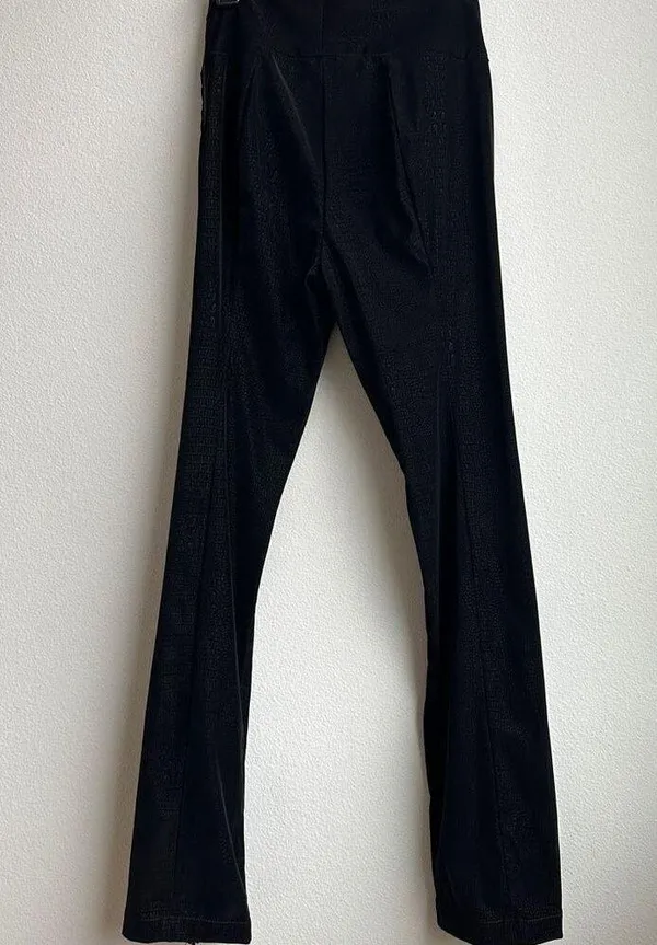 NWT Good American Black Croc Executive Pants Size 2 Flare Leg Slit Zipper XS - Image 7