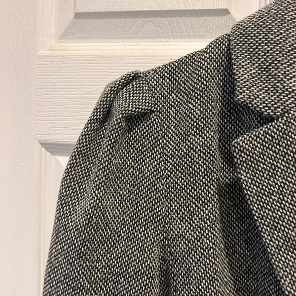 A New Day Womens Black White Tweed Puffed Shoulder Single Button Blazer Size 14 - Image 2