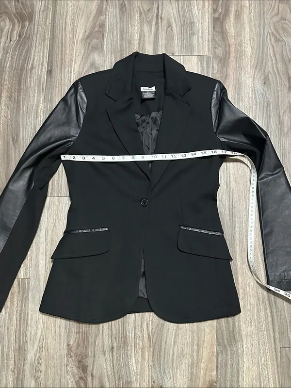 Neiman Marcus Black Leather-Trim Blazer - Image 8